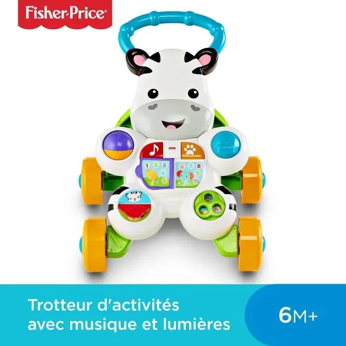 Fisher Price My Talking Zebre Trotter Andador Bebé con Actividades, Libro Electrónico, Letras, Números y Canciones para 6 Meses y Más