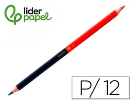 Liderpapel Lápices Bicolor Fino Rojo/Azul con Mina Ultrarresistente, Madera de Alta Calidad