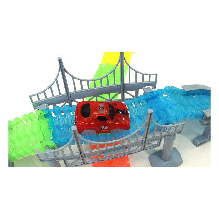 AMEWI Magic Trexx 373 Piezas - Circuito de Carreras con Caja para Niños - Set Multicolor de Construcción y Juego