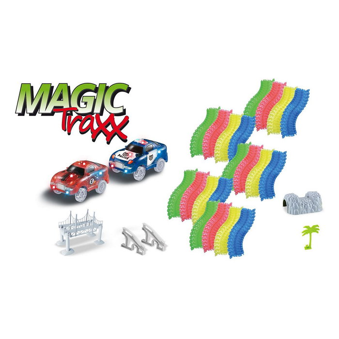 AMEWI Magic Trexx 373 Piezas - Circuito de Carreras con Caja para Niños - Set Multicolor de Construcción y Juego