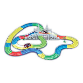 AMEWI Magic Trexx 373 Piezas - Circuito de Carreras con Caja para Niños - Set Multicolor de Construcción y Juego