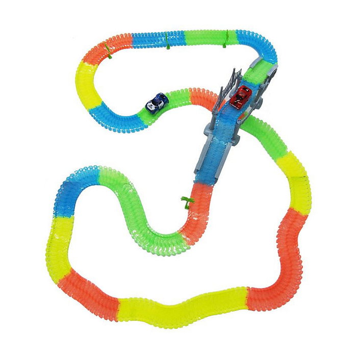 AMEWI Magic Trexx 373 Piezas - Circuito de Carreras con Caja para Niños - Set Multicolor de Construcción y Juego