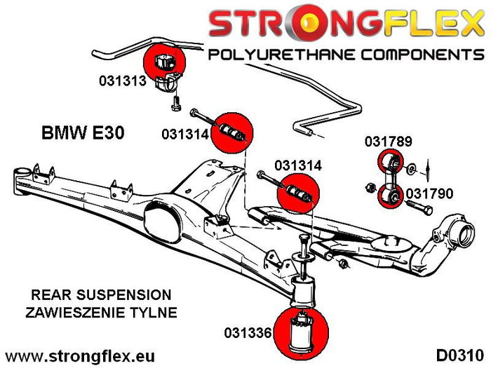 StrongFlex STF031789A Trasero Barra Estabilizadora Bieleta Silentblock Sport