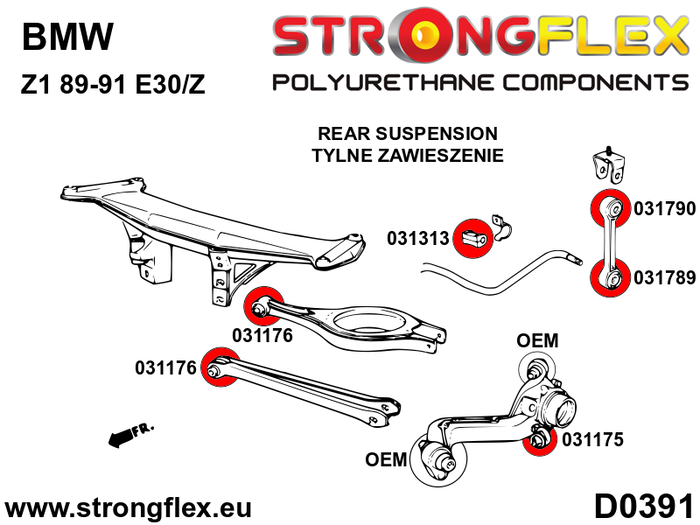 StrongFlex STF031789A Trasero Barra Estabilizadora Bieleta Silentblock Sport