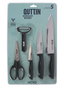 Quttin Set 5 Piezas Cuchillos Pelar Oscuros y Tijera Nero (4 Cajas)