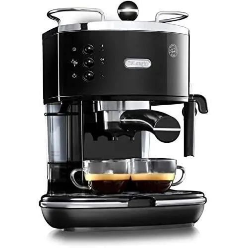 Delonghi ECO 311.BK Cafetera Espresso Icona Classic - Negro Onyx, 1100W, 15 Bar, 1.4L Tanque, Vapor Ajustable