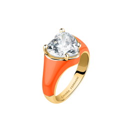 Chiara Ferragni Anillo Love Para.ring Dorado con Esmalte y Circonitas Talla 14