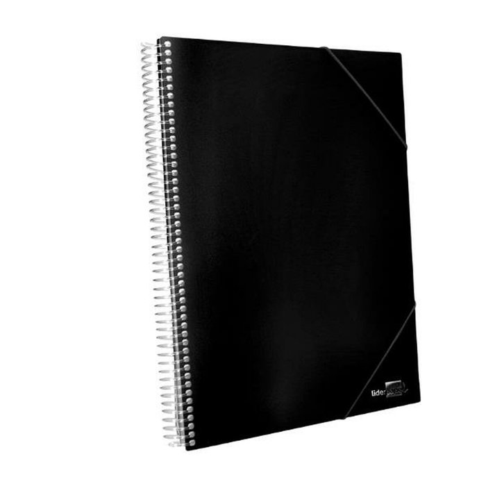 Liderpapel Carpeta escaparate con espiral 40 fundas polipropileno DIN A4 negro Liderpapel Carpeta escaparate con espiral 40 fundas polipropileno DIN A4 negro