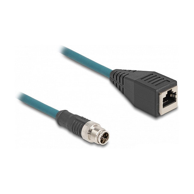 DeLOCK Cable adaptador M12 codificación X 8 pin macho a RJ45 hembra 50 cm