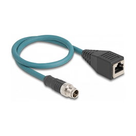 DeLOCK Cable adaptador M12 codificación X 8 pin macho a RJ45 hembra 50 cm
