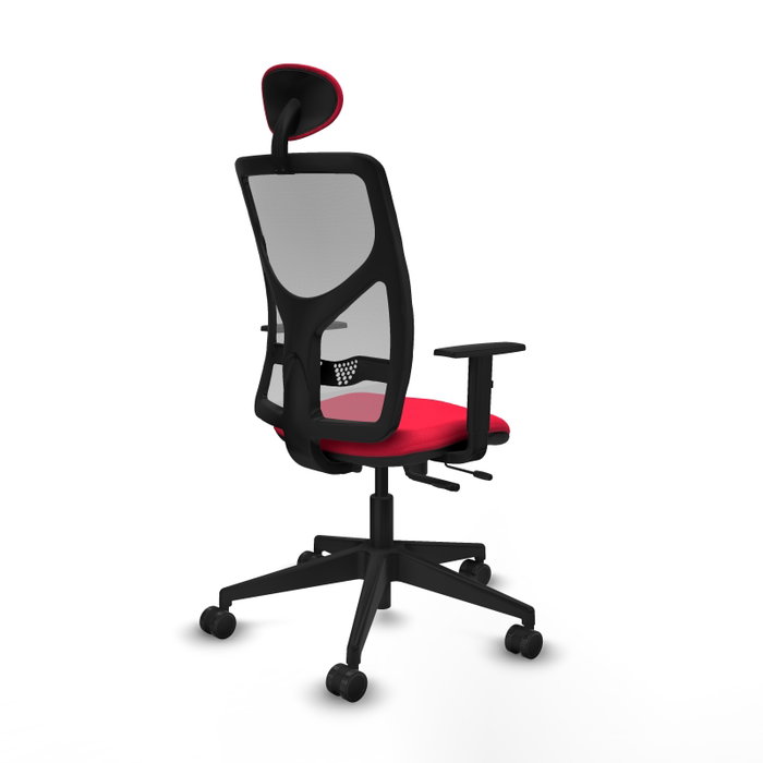 PIQUERAS Y CRESPO Silla de oficina Motilla con mecanismo Sincro/Traslack, Tela Rojo y Malla Gris