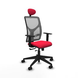 PIQUERAS Y CRESPO Silla de oficina Motilla con mecanismo Sincro/Traslack, Tela Rojo y Malla Gris