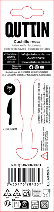 Quttin Set de 2 Cuchillos de Mesa 22cm Classic