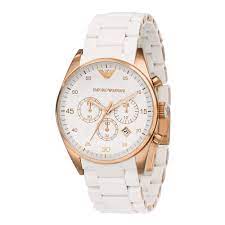 Armani AR5919 Reloj de Hombre con Caja Rosa y Correa Blanca Armani AR5919 Reloj de Hombre con Caja Rosa y Correa Blanca