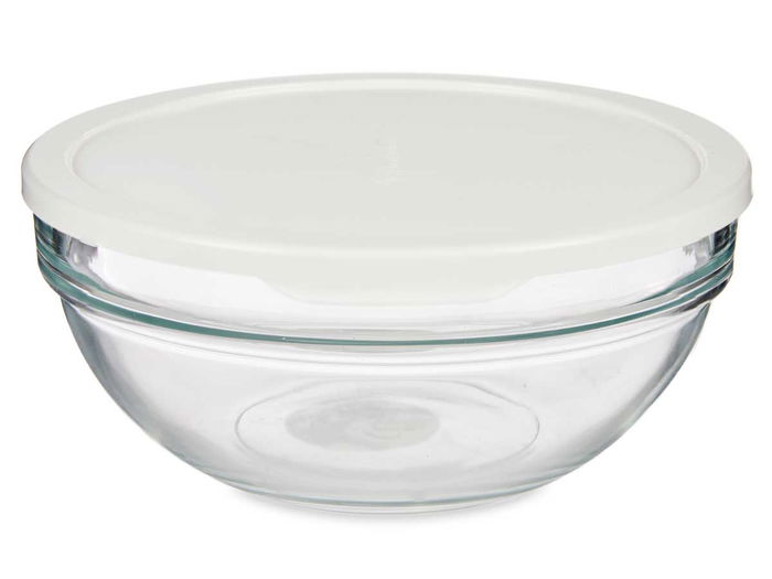 Pasabahce Fiambrera Redonda Chefs Vidrio y Plástico Blanco Transparente 1135 ml 17x7x17 cm (Set de 4)