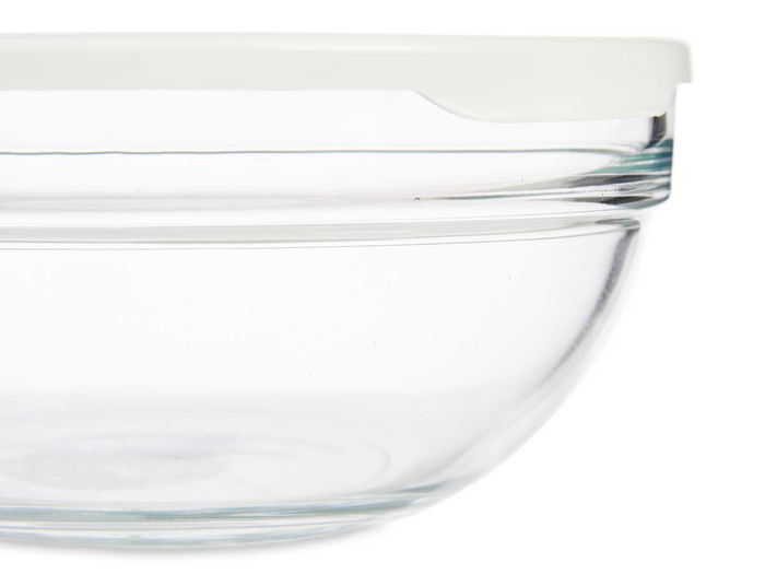 Pasabahce Fiambrera Redonda Chefs Vidrio y Plástico Blanco Transparente 1135 ml 17x7x17 cm (Set de 4)