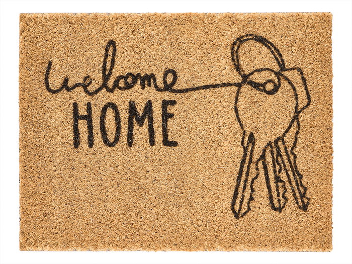 Giftdecor Felpudo Welcome Home 30x40 cm Fibra de Coco Marrón y Negro (Set de 10)