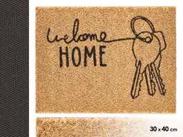 Giftdecor Felpudo Welcome Home 30x40 cm Fibra de Coco Marrón y Negro (Set de 10)