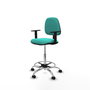 PIQUERAS Y CRESPO Taburete Isso CP similpiel turquesa con brazos 1D