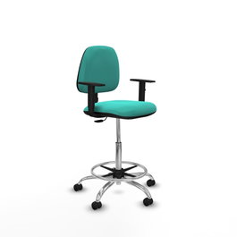PIQUERAS Y CRESPO Taburete Isso CP similpiel turquesa con brazos 1D
