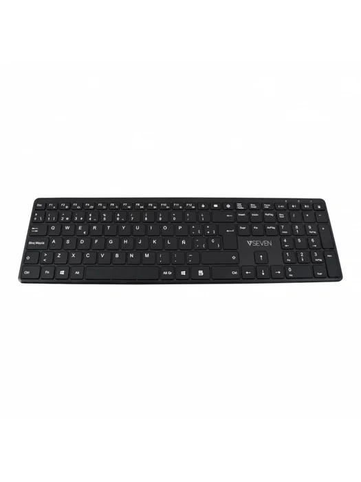V7 Teclado KW550ESBT Bluetooth y USB 2.4 GHz Inalámbrico Dual Modo, QWERTY Español Completo Negro, Perfil Ultrafino