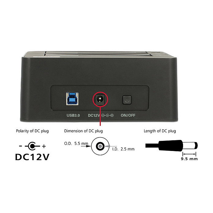 DeLOCK 62661 Estación de acoplamiento para 2 unidades SATA con función de clonación USB 5 Gbps DeLOCK 62661 Estación de acoplamiento para 2 unidades SATA con función de clonación USB 5 Gbps