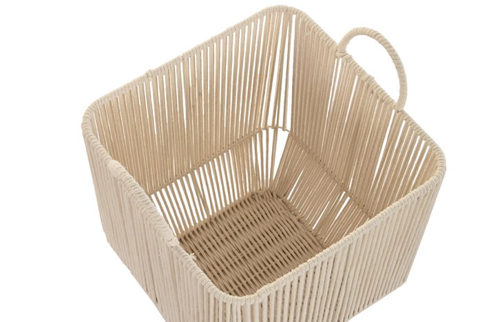 DKD Home Decor Set de 3 Cestas de Algodón y Metal en Beige DKD Home Decor Set de 3 Cestas de Algodón y Metal en Beige