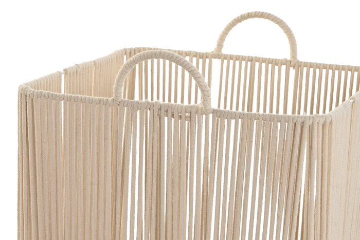 DKD Home Decor Set de 3 Cestas de Algodón y Metal en Beige DKD Home Decor Set de 3 Cestas de Algodón y Metal en Beige