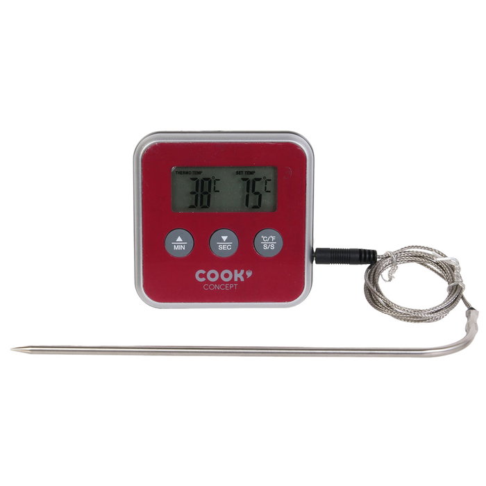 Cook Concept Termómetro Sonda Temporizador de Cocina con Alarma de Temperatura hasta +250°C y Temporizador 99 Minutos Cook Concept Termómetro Sonda Temporizador de Cocina con Alarma de Temperatura hasta +250°C y Temporizador 99 Minutos
