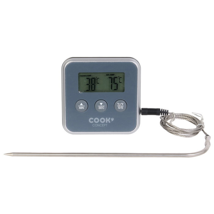 Cook Concept Termómetro Sonda Temporizador de Cocina con Alarma de Temperatura hasta +250°C y Temporizador 99 Minutos Cook Concept Termómetro Sonda Temporizador de Cocina con Alarma de Temperatura hasta +250°C y Temporizador 99 Minutos