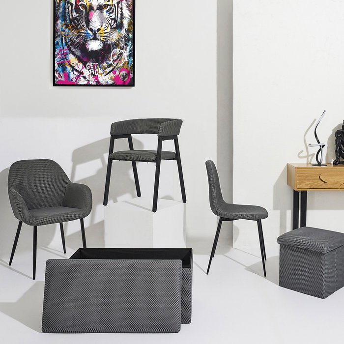 Home Deco Factory Silla Atom Gris Poliéster y Hierro