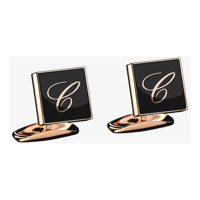 Chopard Gemelos Classic en metal dorado rosa y laca negra