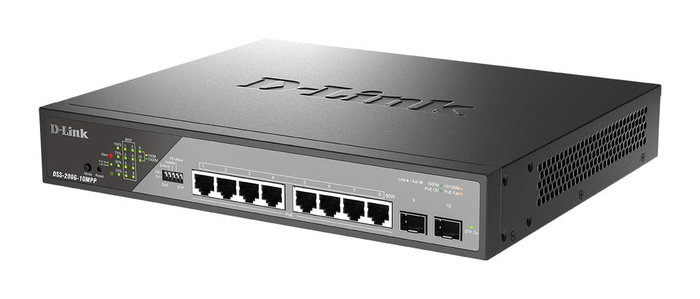 D-link DSS-200GR-10MPP Switch Gestionado L2, 8 Puertos Gigabit PoE (90W por puerto), 2 Puertos SFP, 20 Gbps Capacidad de Conmutación, 10Mpp Tasa de Reenvío