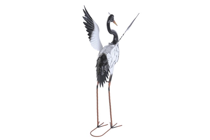 DKD Home Decor Figura de Metal Garza Blanco y Negro