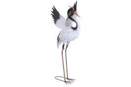DKD Home Decor Figura de Metal Garza Blanco y Negro