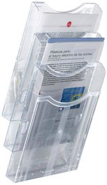Archivo 2000 Expositor Mural Archiplay 3 Compartimentos Din A4 Vertical, Cristal Transparente, 105x235x445 mm