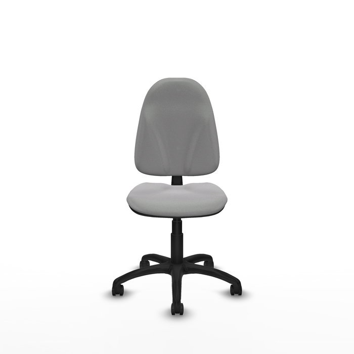 Silla de oficina Algarra con mecanismo Contacto permanente básico tapizada con Tela color Gris claro. Equipada con Base poliamida negra, Sin brazos y Ruedas de parqué
