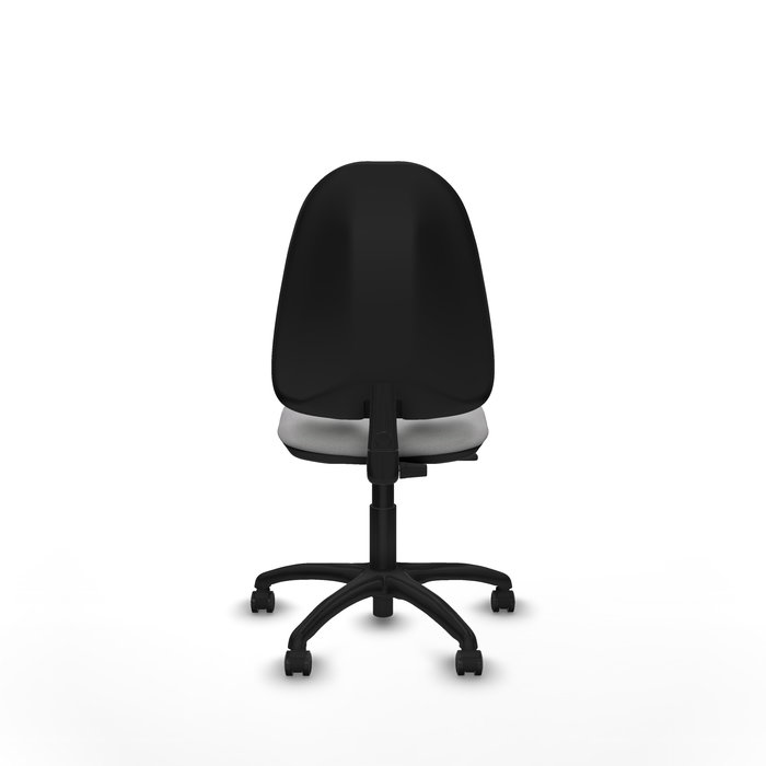 Silla de oficina Algarra con mecanismo Contacto permanente básico tapizada con Tela color Gris claro. Equipada con Base poliamida negra, Sin brazos y Ruedas de parqué