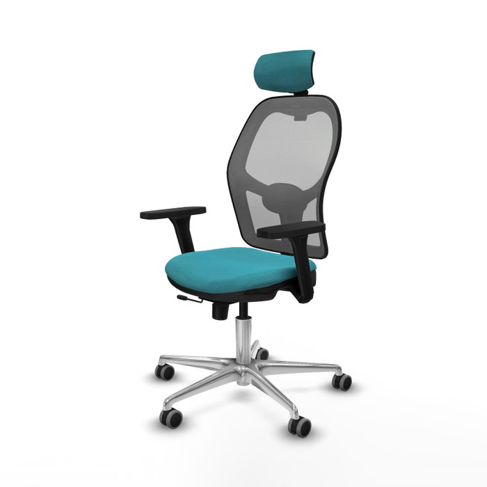 PIQUERAS Y CRESPO Silla de oficina Jorquera con mecanismo Sincro/Traslack, Tela Turquesa y Malla Gris