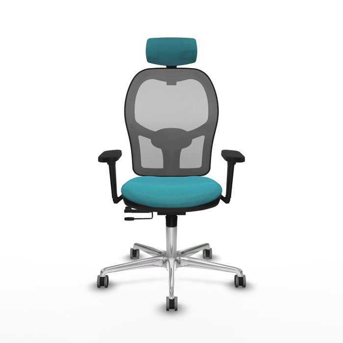 PIQUERAS Y CRESPO Silla de oficina Jorquera con mecanismo Sincro/Traslack, Tela Turquesa y Malla Gris