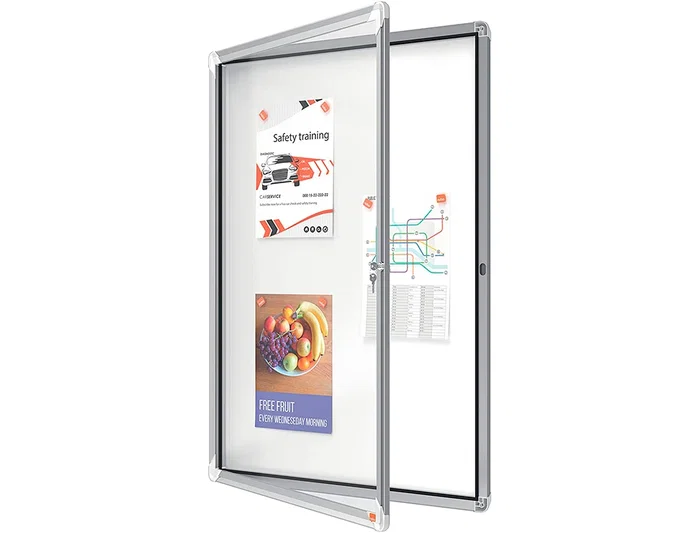 NOBO Vitrina de anuncios Premium Plus magnética blanca para 9 hojas A4