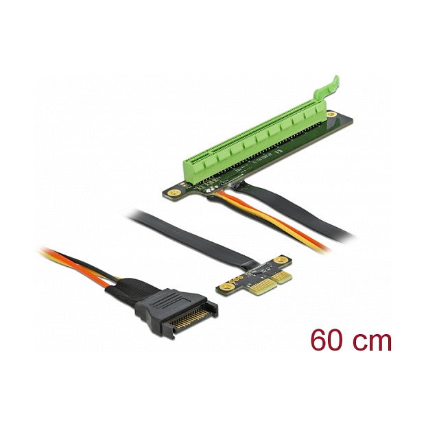 DeLOCK Riser Card PCI Express x1 to x16 con Cable Flexible de 80 cm, Interno, SATA, PCIe, Negro y Verde, 0.8 m DeLOCK Riser Card PCI Express x1 to x16 con Cable Flexible de 80 cm, Interno, SATA, PCIe, Negro y Verde, 0.8 m