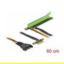 DeLOCK Riser Card PCI Express x1 to x16 con Cable Flexible de 80 cm, Interno, SATA, PCIe, Negro y Verde, 0.8 m
