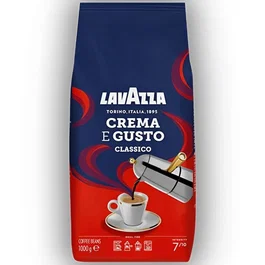 Lavazza Crema e Gusto Clásico Café en Grano 1kg - Blend Cremoso, Aroma a Cacao Amargo y Chocolate Negro - Tueste Medio