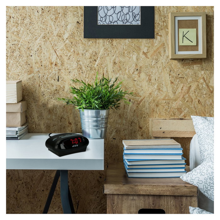 Lenco ICR-210 Radio Reloj Despertador FM Uhrenradio Negro