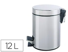 Q-connect Papelera Metal con Pedal Cromada Capacidad 12 Litros 25x38cm