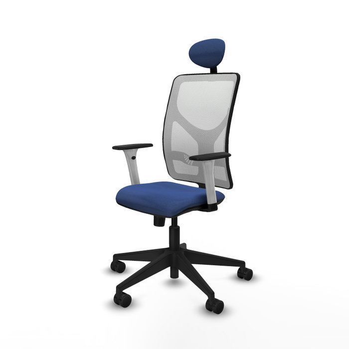 PIQUERAS Y CRESPO Silla de oficina Motilla con mecanismo Sincro, Azul marino y Blanco
