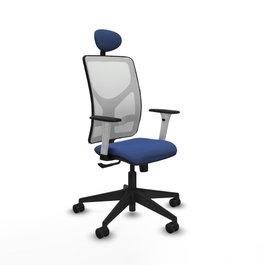 PIQUERAS Y CRESPO Silla de oficina Motilla con mecanismo Sincro, Azul marino y Blanco