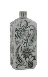 DKD Home Decor Jarrón de Porcelana con Hojas Verdes