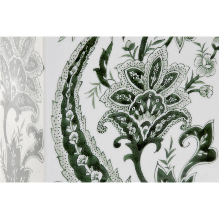 DKD Home Decor Jarrón de Porcelana con Hojas Verdes DKD Home Decor Jarrón de Porcelana con Hojas Verdes